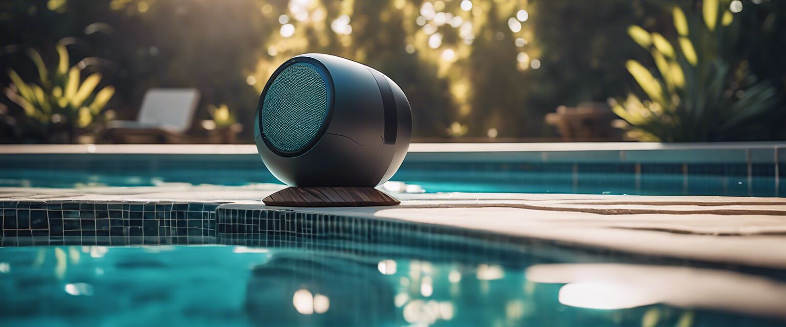 Bluetooth floating speaker in a pool