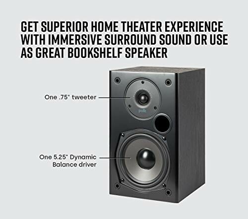 Bookshelf speaker with labeled tweeter and dynamic balance driver.