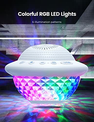 Colorful RGB LED lights with 6 illumination patterns.