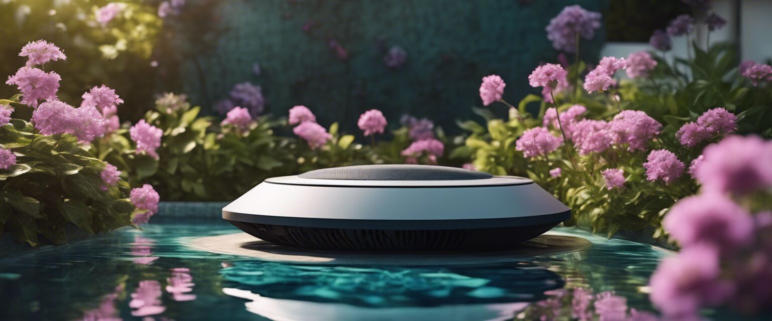 Decorative floating speaker in a pond