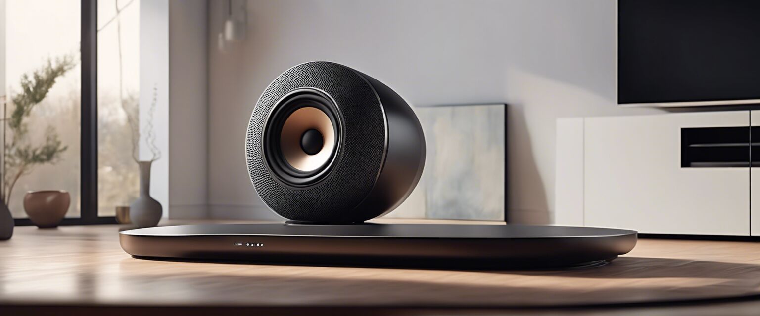 Floating speaker in living room