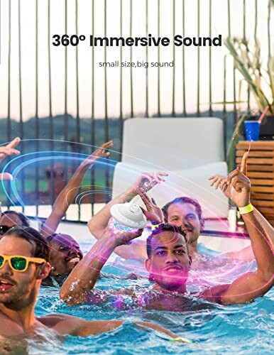 People enjoying a pool party with a portable speaker.