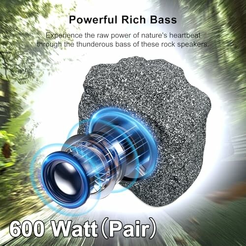 Outdoor rock speaker with powerful bass and 600 watt capacity.